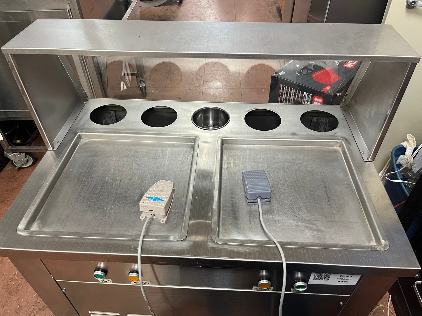 Used Artex Commercial Ice Cream Roll Machine Model CBJF-2D5C Dual Pans 120V