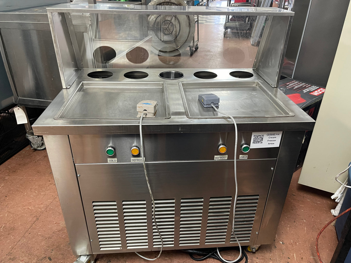 Used Artex Commercial Ice Cream Roll Machine Model CBJF-2D5C Dual Pans 120V
