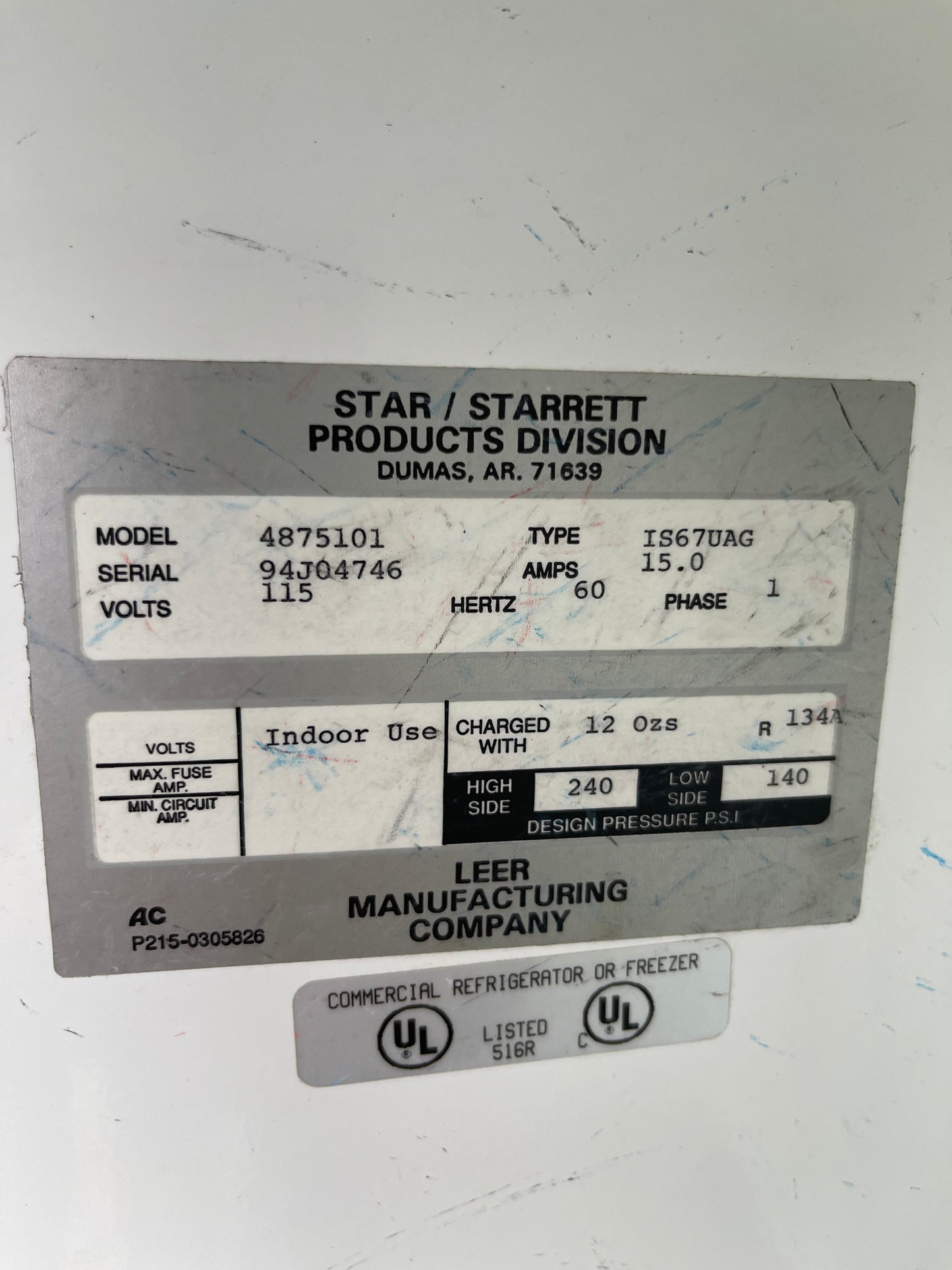 Used Star 4875101 2 Door Indoor Commercial bag Ice Merchandiser Freezer 120V