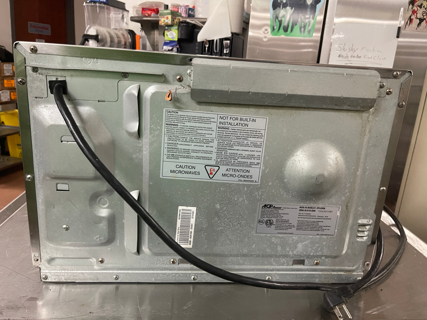 Used Amana RFS12SW2B Commercial 1200W Stainless Microwave 120V