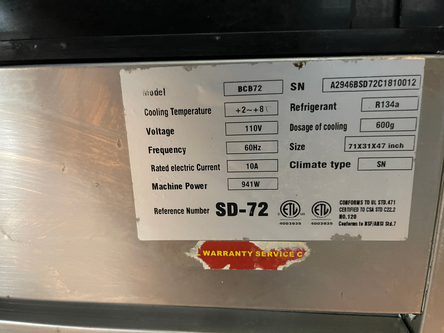 Used Spartan BCB72 Curved Glass Refrigerated Deli Display Case 120V