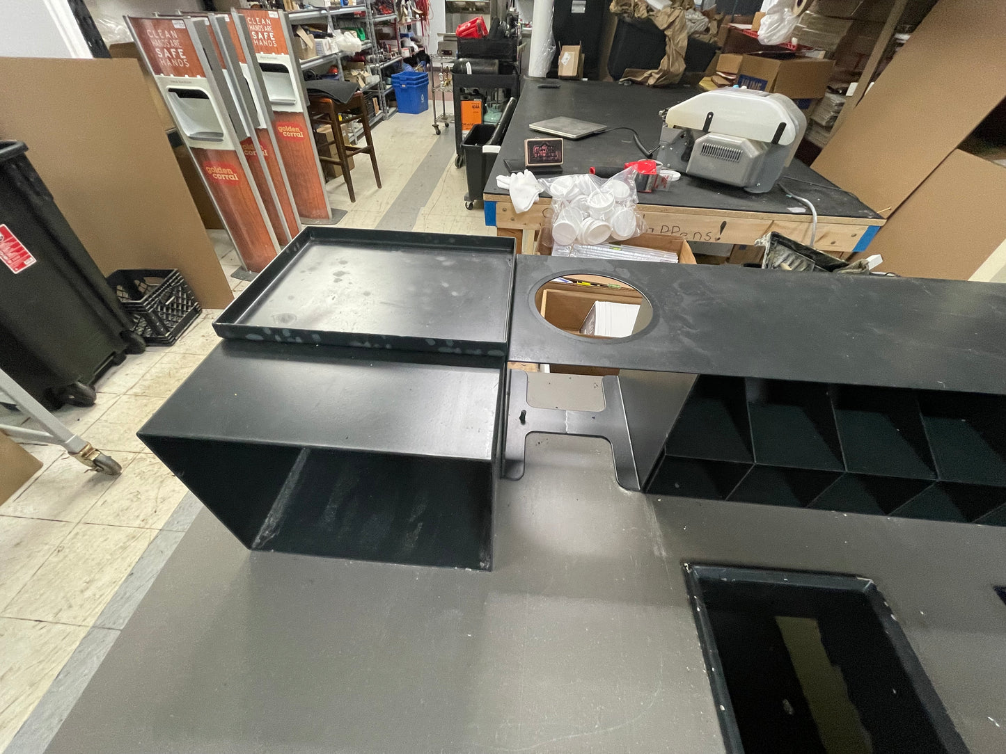 Used 3 Door Condiment Drink Station Cabinet Wooden Laminate - SB