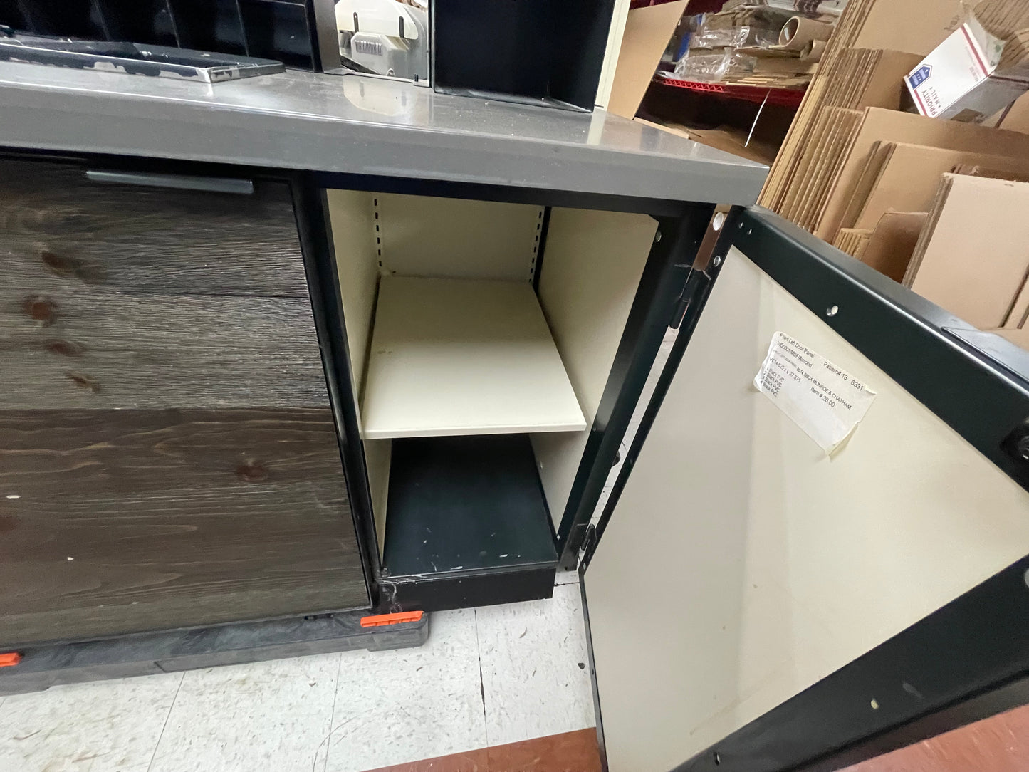 Used 3 Door Condiment Drink Station Cabinet Wooden Laminate - SB