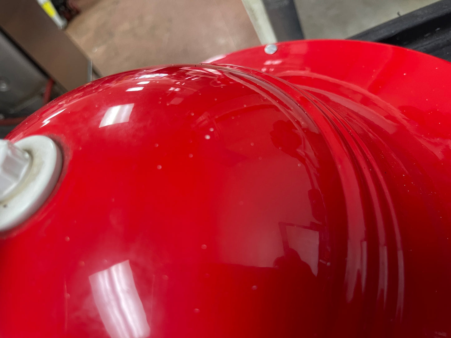 Used Red Industrial Warehouse Style Pendant - 18" Diameter