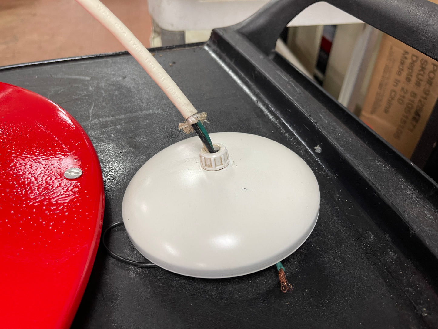 Used Red Industrial Warehouse Style Pendant - 18" Diameter