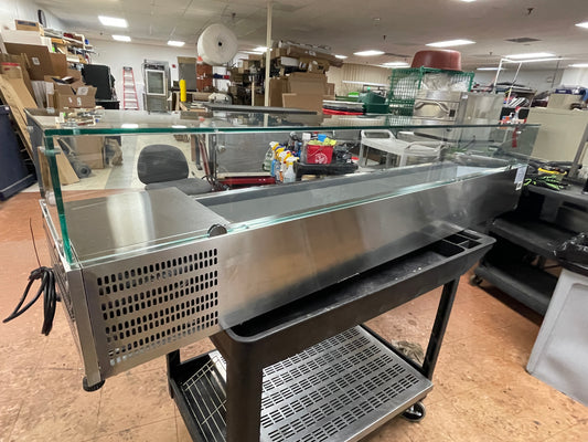Used Omcan 46680 79" Refrigerated Topping Prep Rail w/ Sneeze Guard 120V