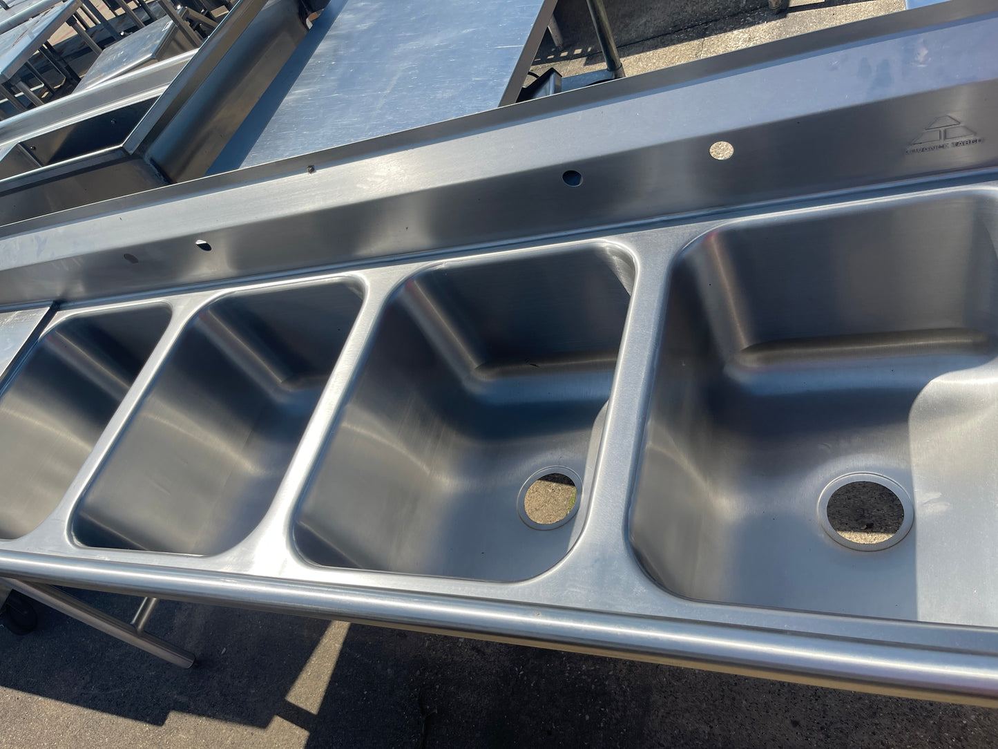 New 110" Advance Tabco 9-4-72-18RL 4 Compartment Sink - SS316