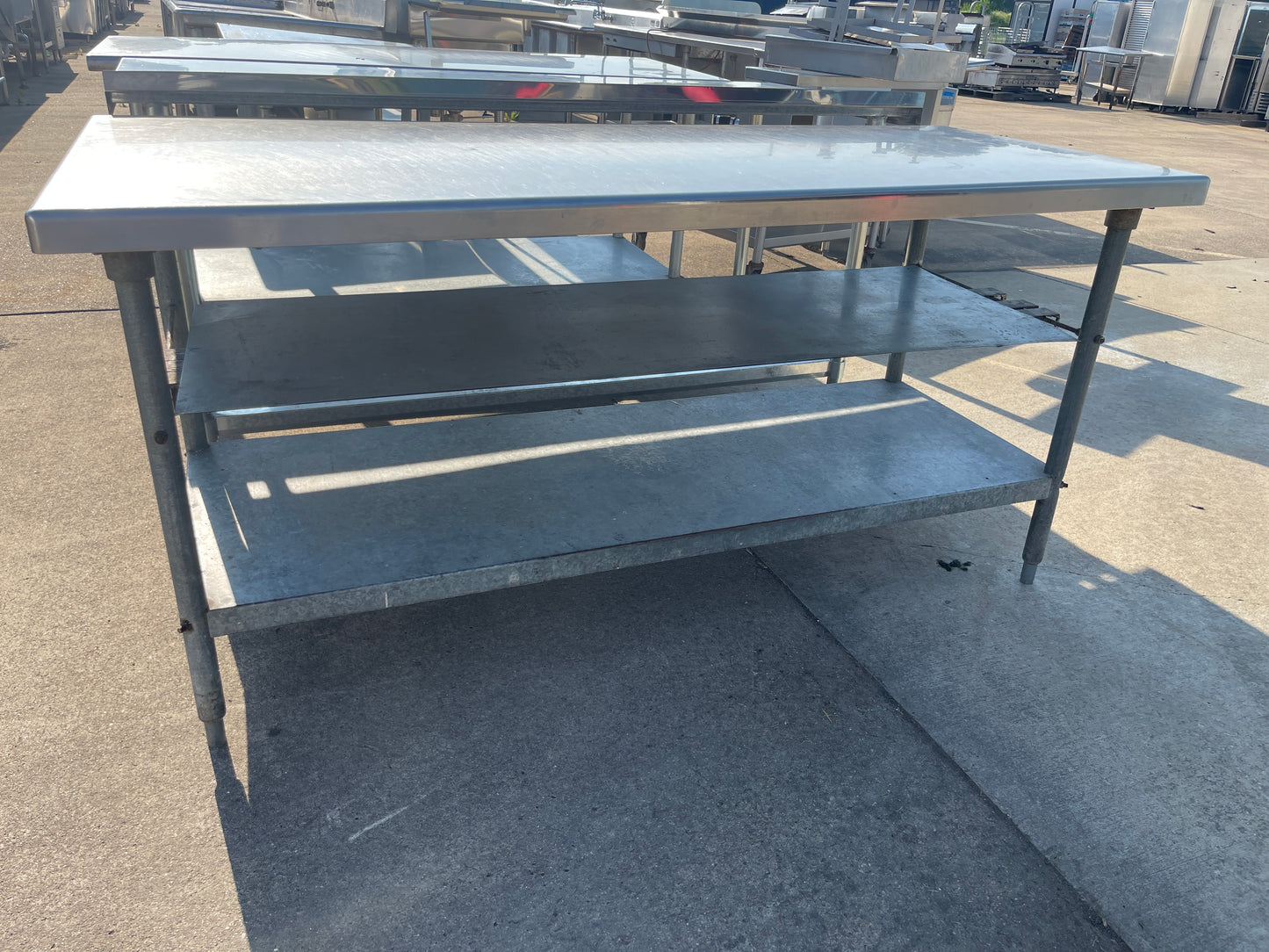 Used 72" Stainless Steel Table with 2 Shelves - SS317