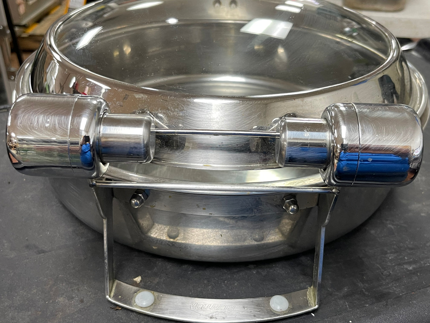 Used Vollrath 46125 6qt Intrigue Glass Top Stainless Steel Round Induction Chafer Pan