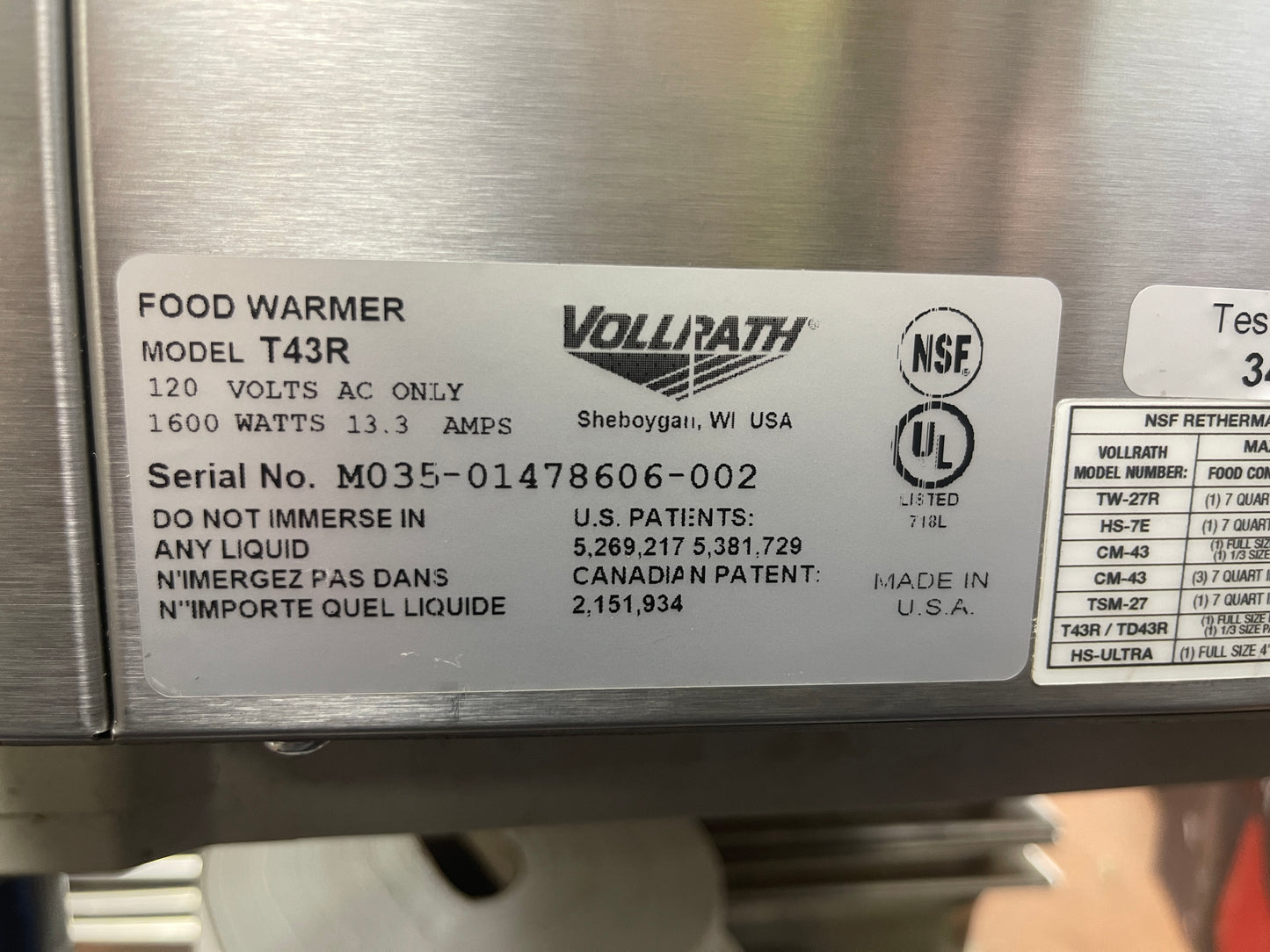 Used Vollrath T43R Heat 'n Serve 4/3 Size Countertop Food Warmer 120V 1600W - WO1