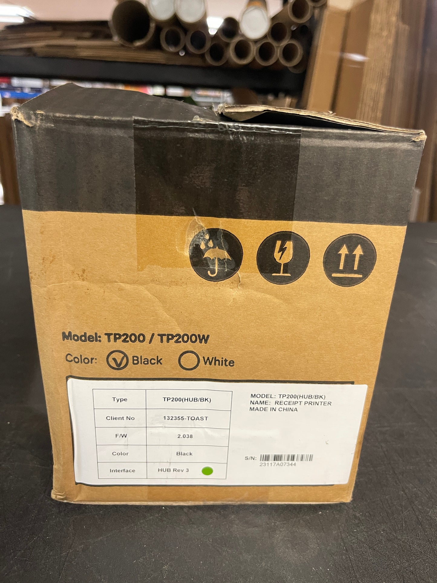 Used Toast TP200 Black Thermal POS Receipt Printer - WO1