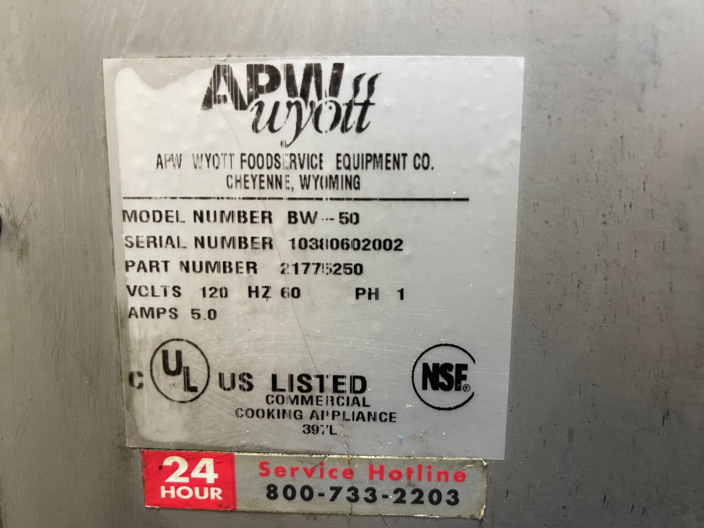 Used APW Wyott BW-50 Hot Dog Bun Warmer Steamer 120V
