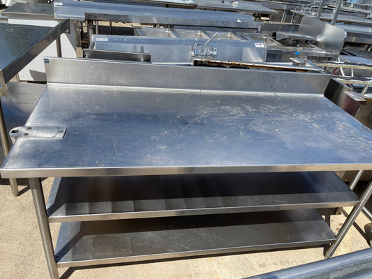 Used 60"X32" Heavy Stainless Steel Table with Shelves JD - SS330