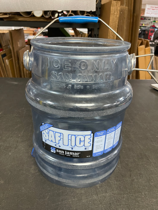 Used San Jamar SI6100 Shorty Saf-T-Ice 5 Gallon Polycarbonate Ice Tote - JD