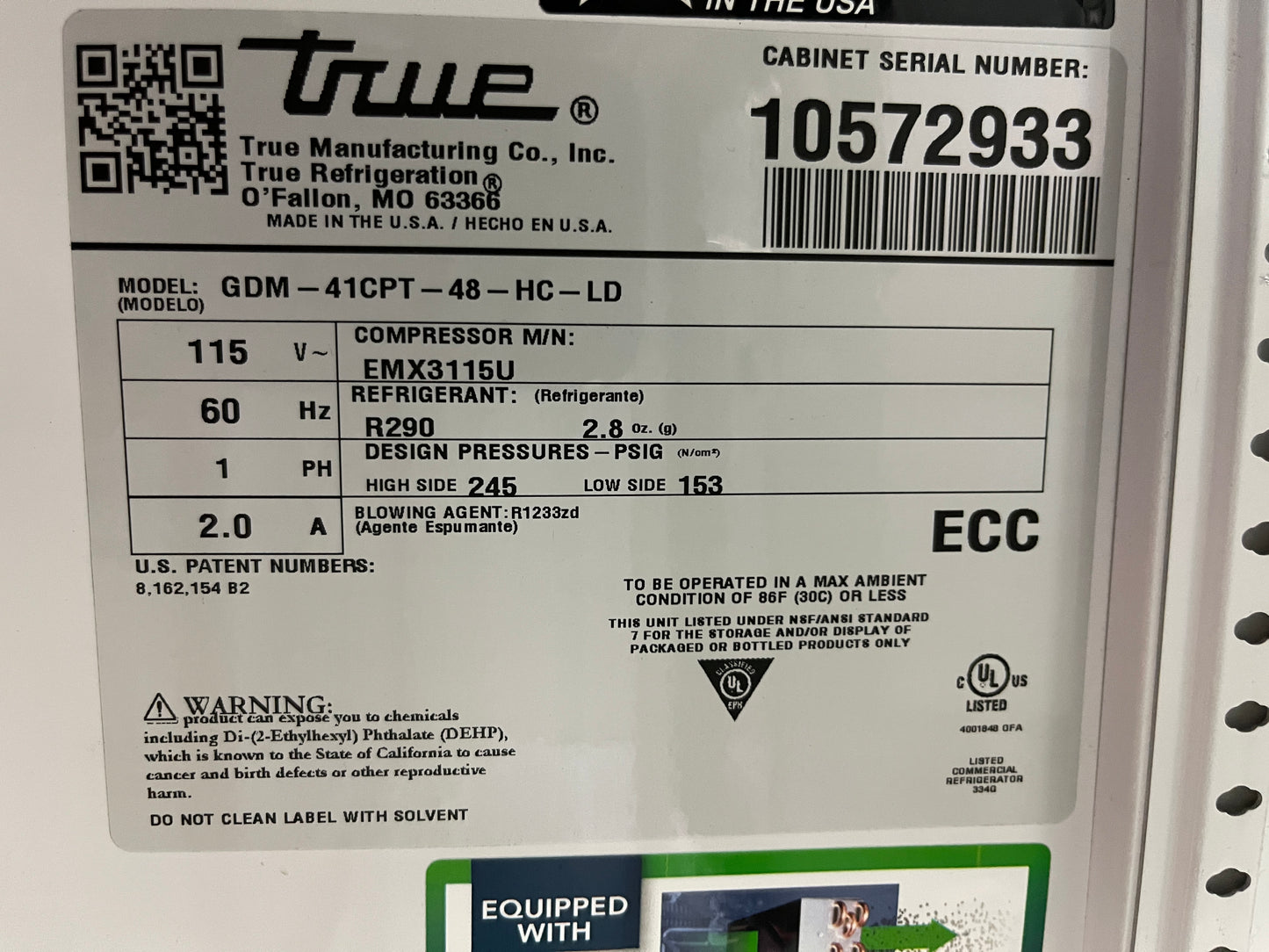 2022 48"True GDM-41CPT-48-HC-LD Refrigerated Sliding Door Pass-Through Merchandiser 115V
