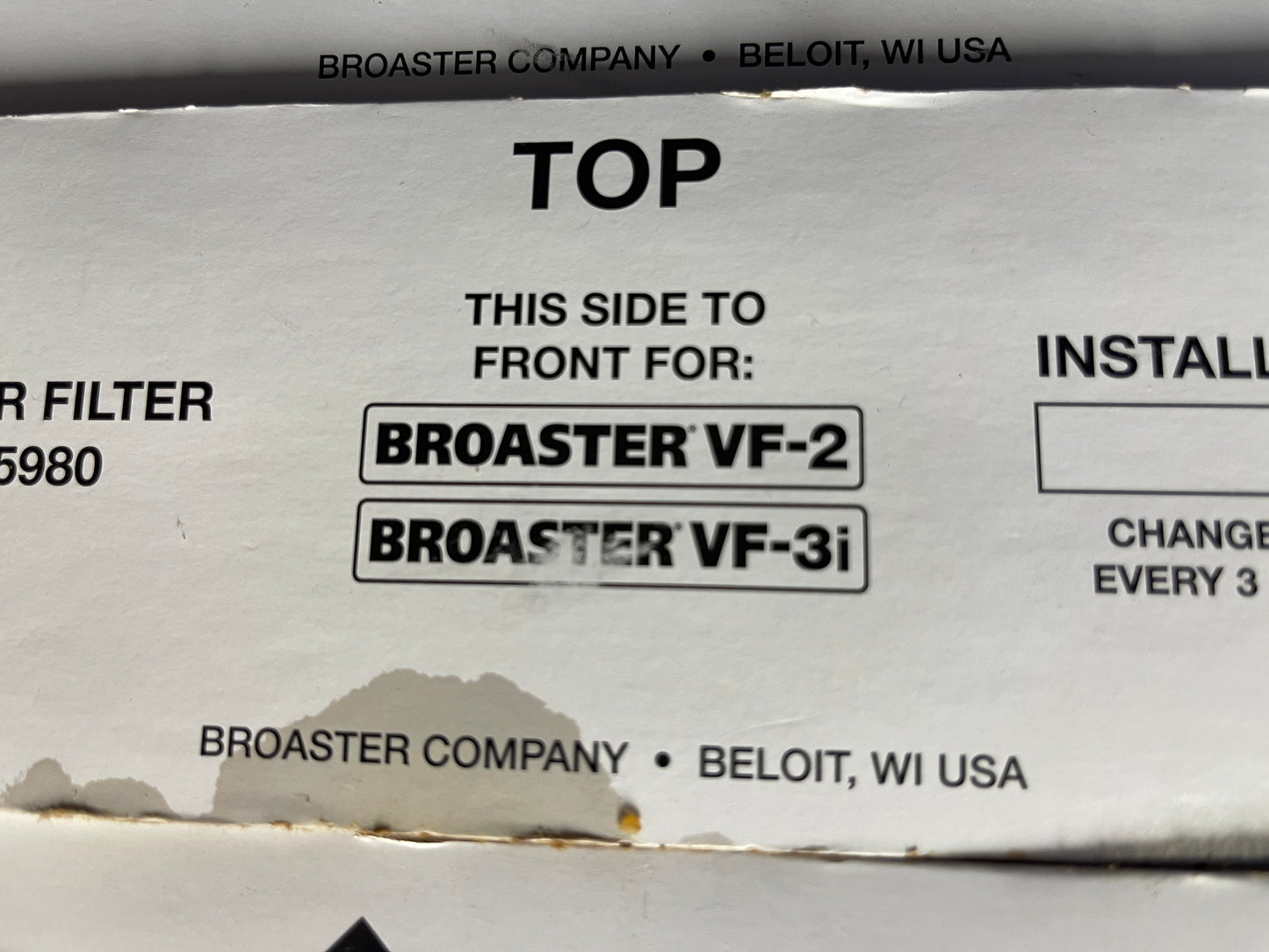 New Broaster 15980 VF-2 VF-3i Ventless Fryer Replacement Air Filter