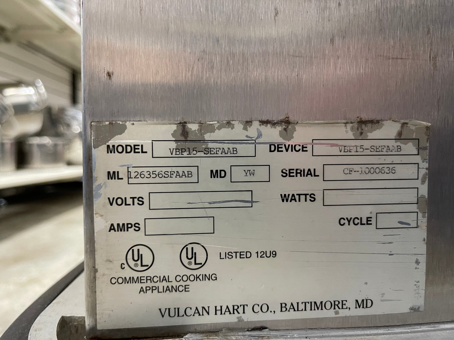 Used Vulcan VBP15 Full Height Insulated Mobile Holding Cabinet non Heated Single Door