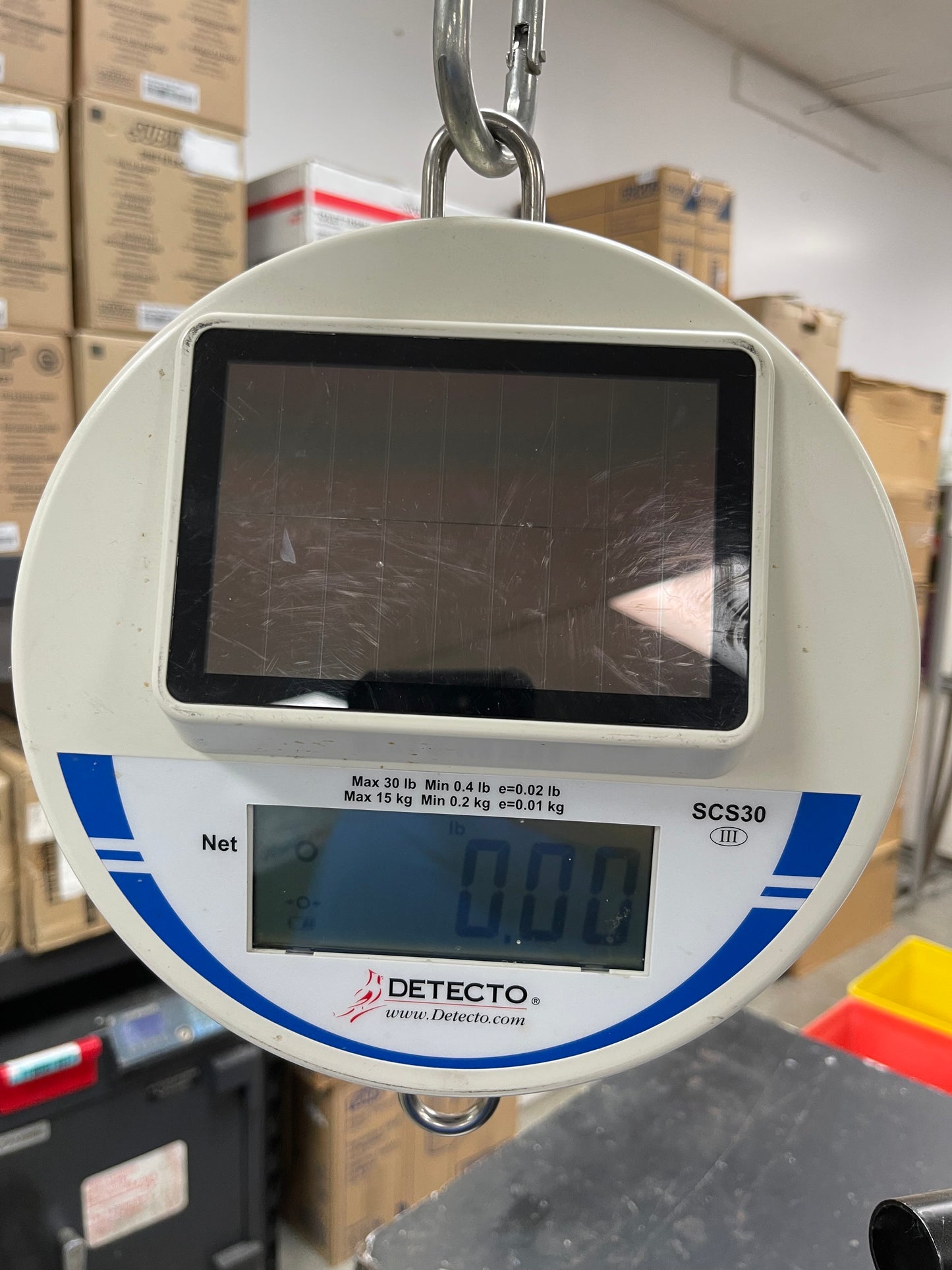 Used Detecto SCS30 Digital Solar Hanging Scale 30lb Capacity with Stand