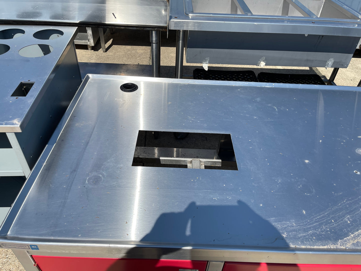 Used 96" Work Top Equipment Stand Cabinet Base with 4 Doors - SS85