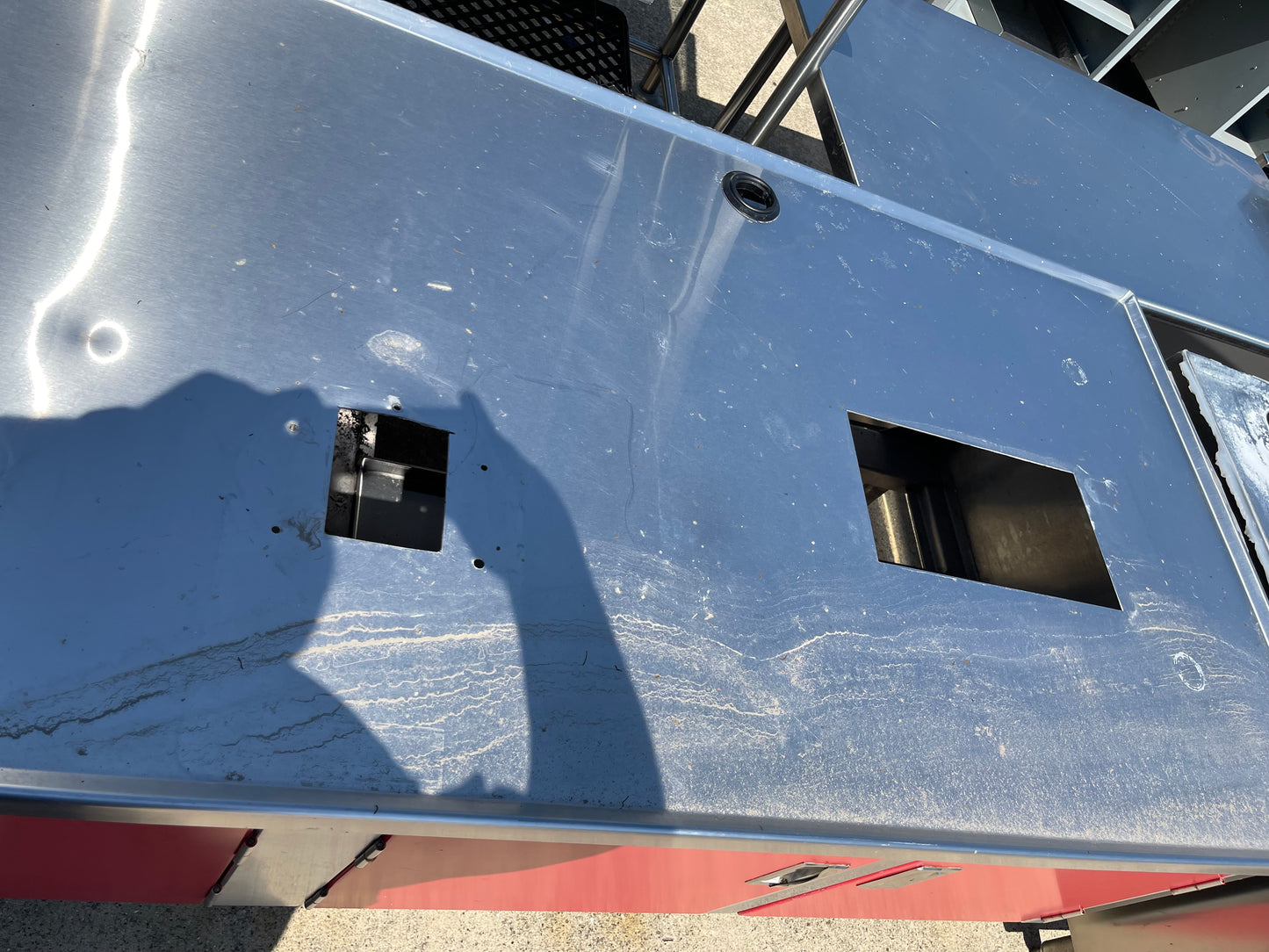 Used 96" Work Top Equipment Stand Cabinet Base with 4 Doors - SS85