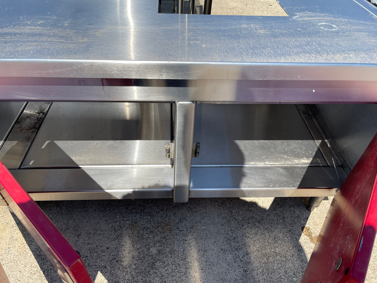 Used 96" Work Top Equipment Stand Cabinet Base with 4 Doors - SS85