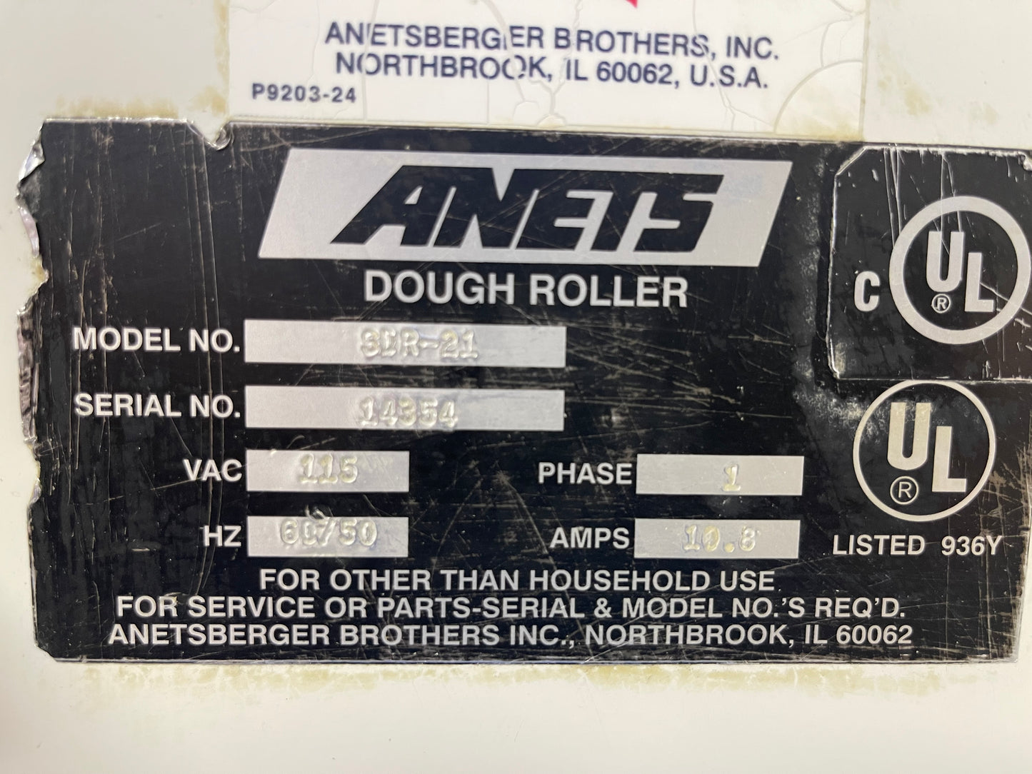 Used Anets SDR21 Pizza 2 Pass Dough Roller 120V - JS