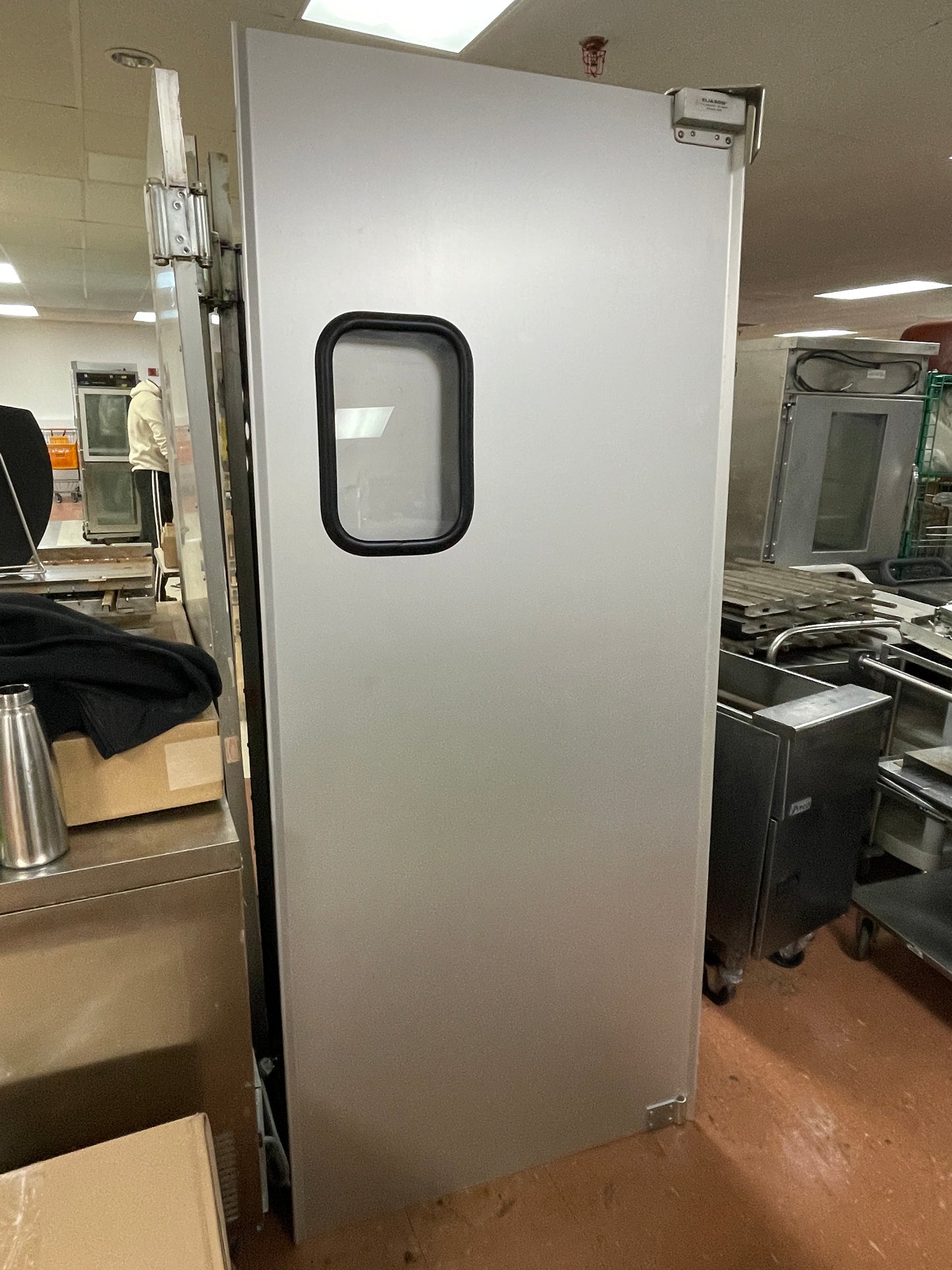 New Eliason Solid Swinging Door with Window 35.25" X 82.5" Used Hinge