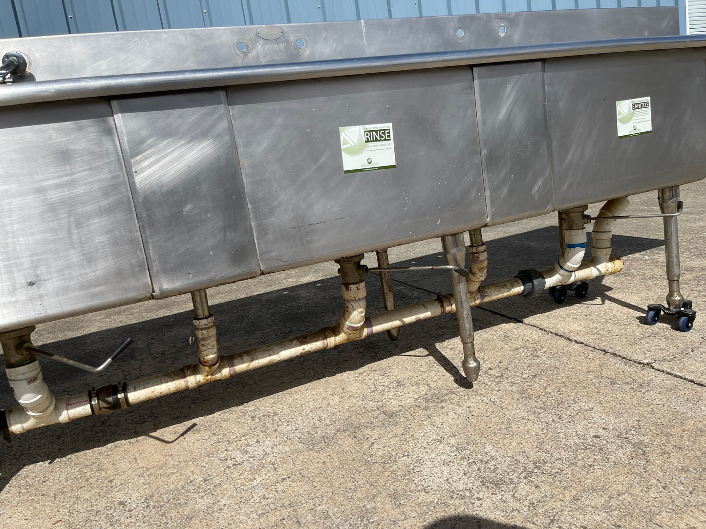 Used 156" Duparquet 3 Compartment Commercial Sink with Twist Drains - SS10
