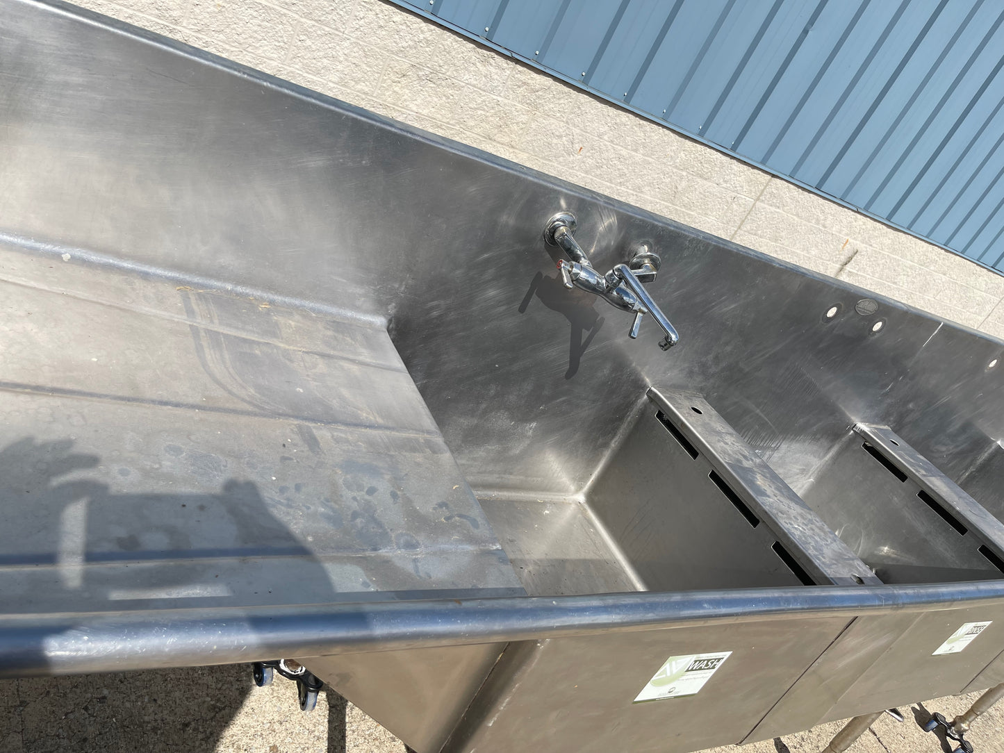 Used 156" Duparquet 3 Compartment Commercial Sink with Twist Drains - SS10