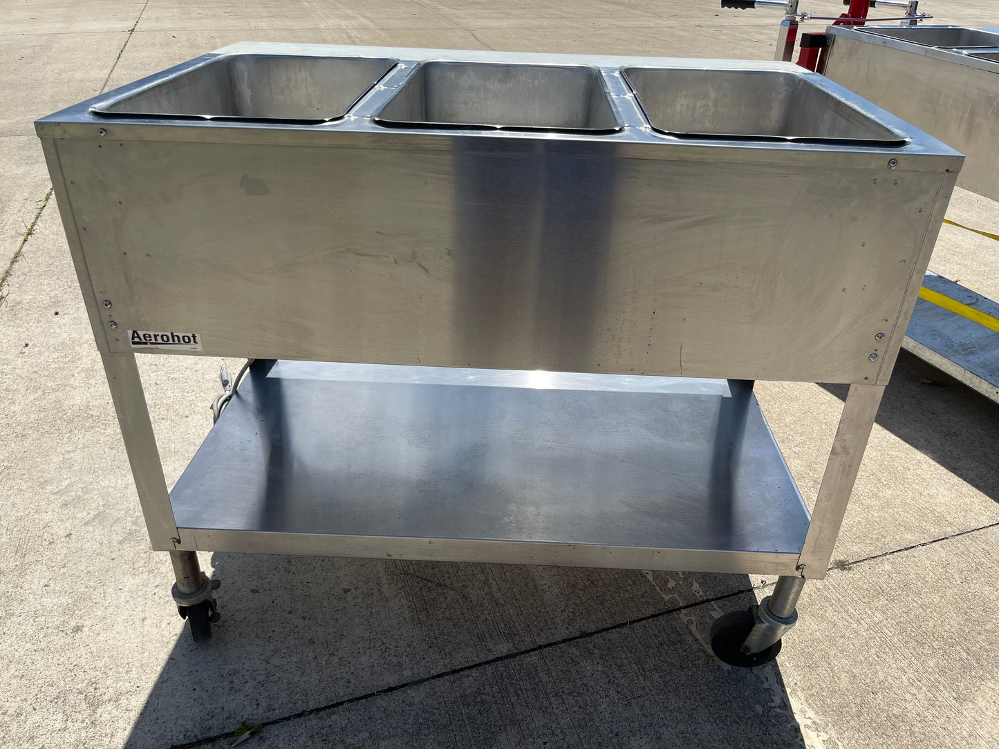Used Duke E303 44 3/8" Hot Food 3 Open Well Heated Steam Table & Cutting Board 120V 1500W