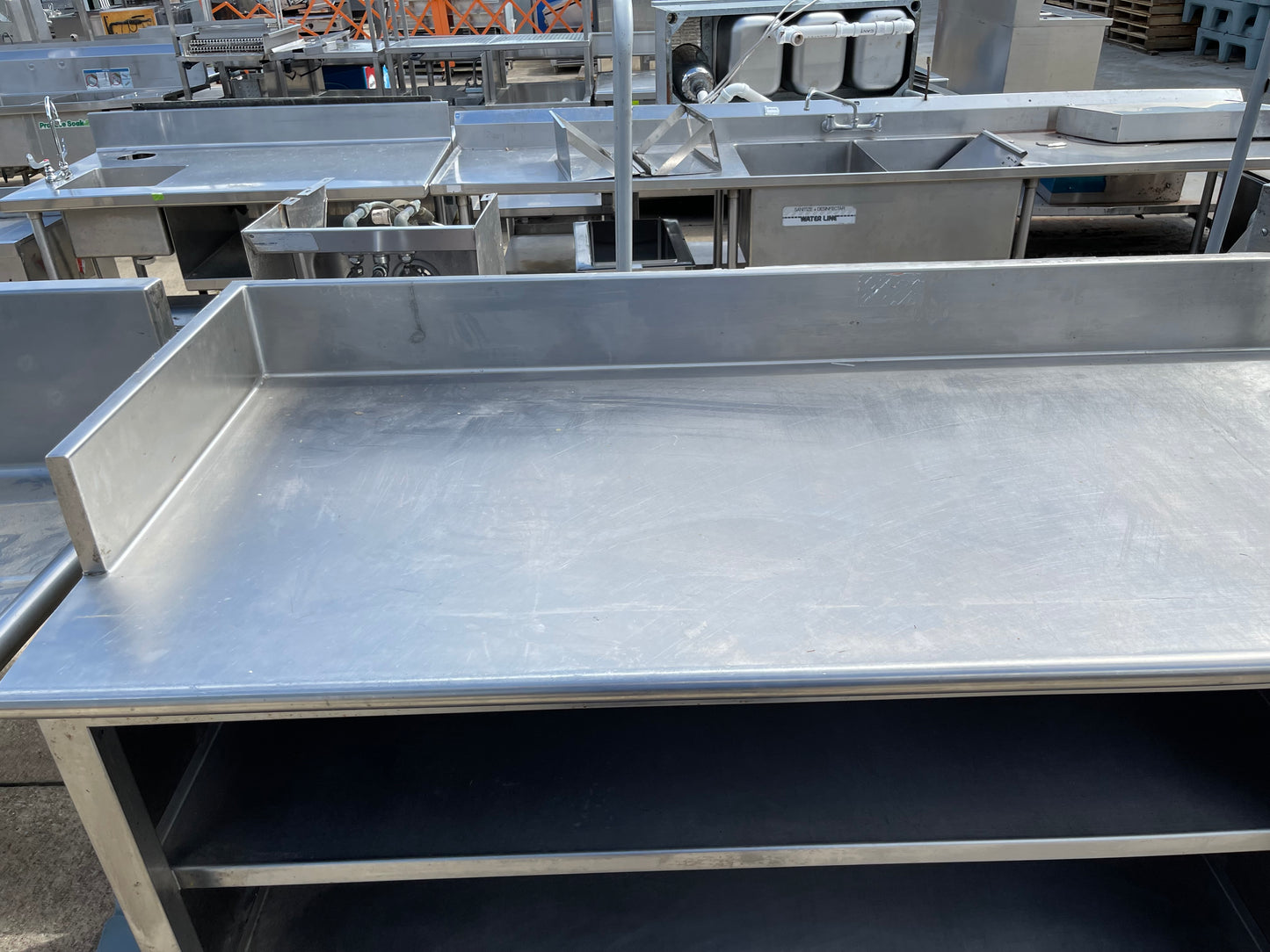 Used 84" 1 Compartment Commercial Sink with Under Counter Storage - SS9