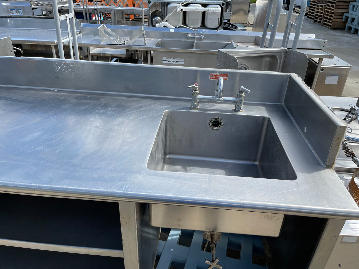 Used 84" 1 Compartment Commercial Sink with Under Counter Storage - SS9