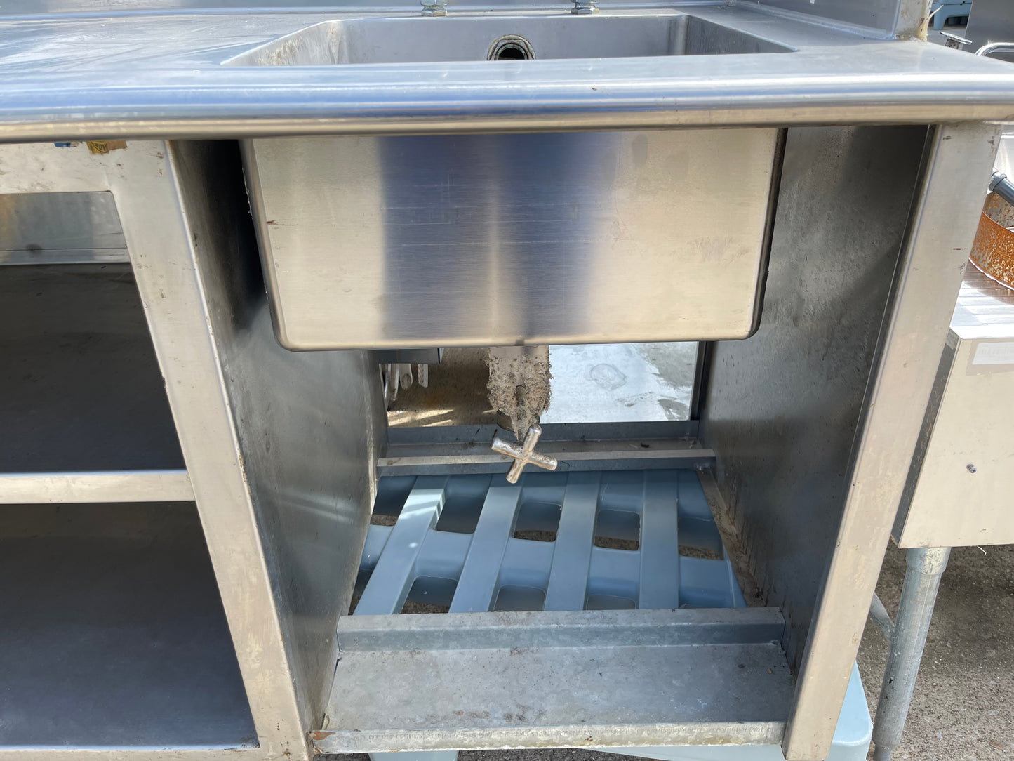 Used 84" 1 Compartment Commercial Sink with Under Counter Storage - SS9