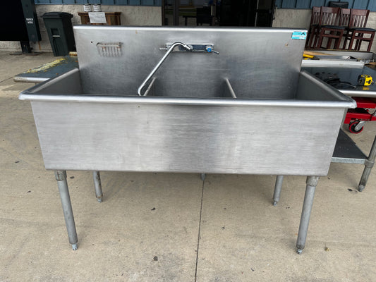 Used 51" Stainless Steel Commercial 3 Compartment Sink with Faucet - JS - SS8