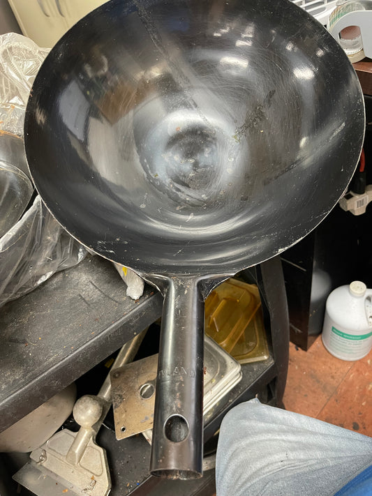 New Winco WOK-36 16" Carbon Steel Japanese Style Wok with Welded Handle