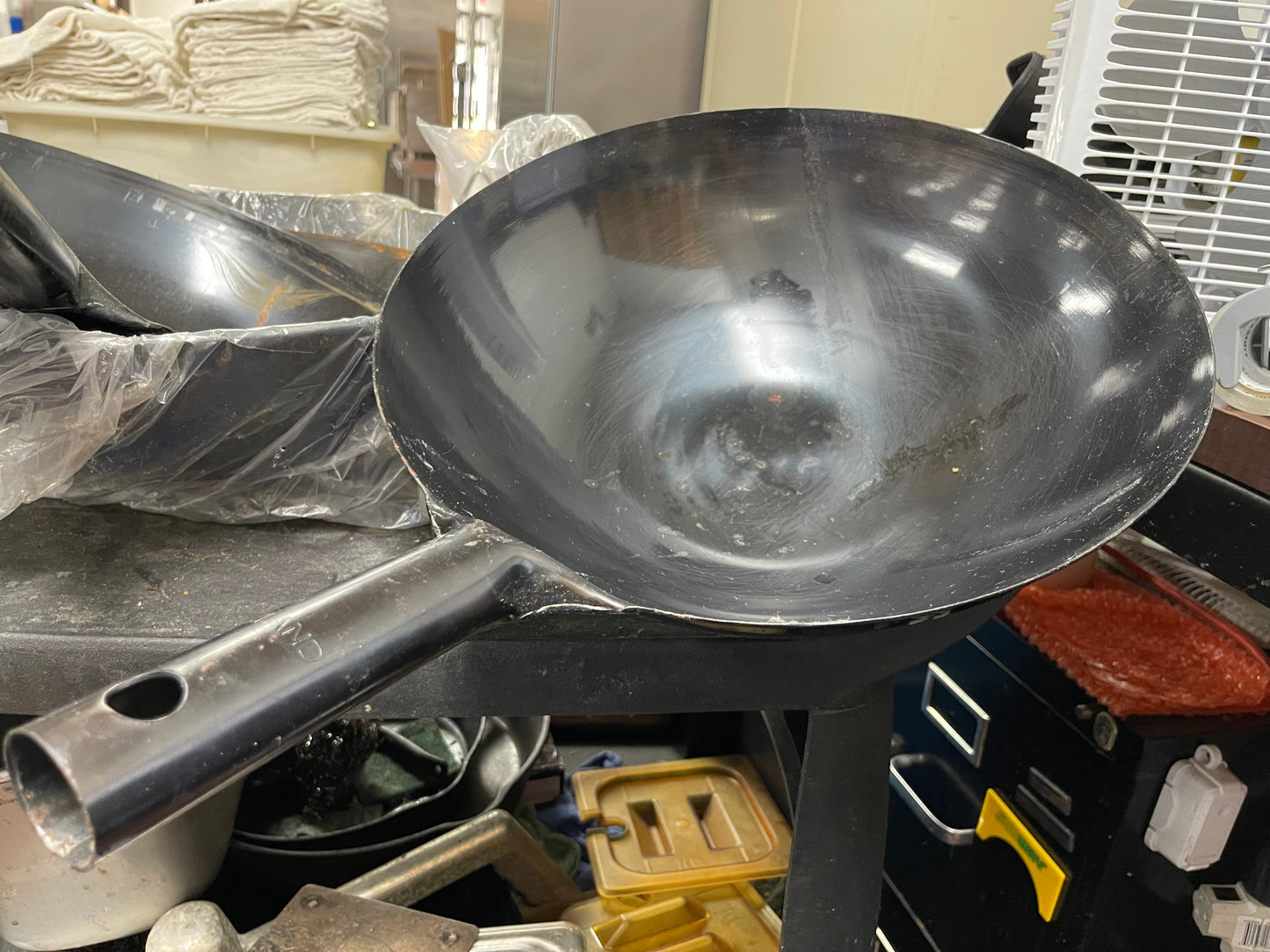 New Winco WOK-36 16" Carbon Steel Japanese Style Wok with Welded Handle