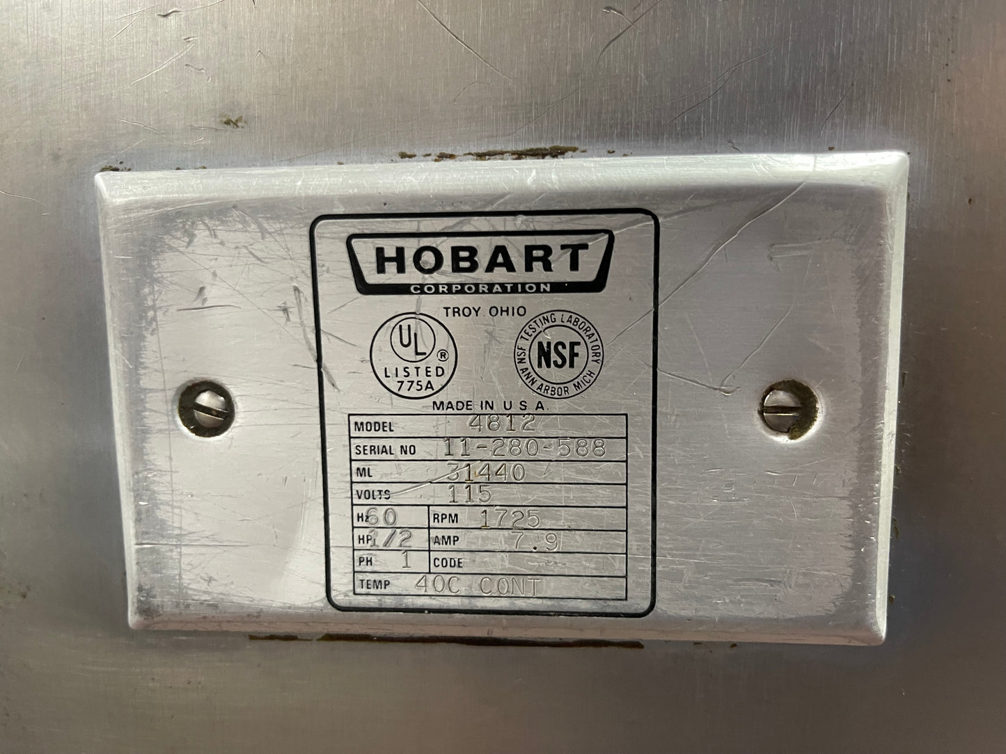 Used Hobart 4812 Commercial Meat Grinder Motor with Grinder and Slicer Attachments 120V