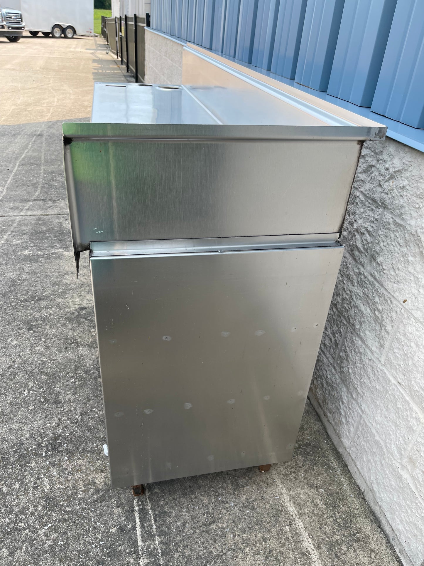 Used 96" Stainless Steel Table Counter with Shelves and Tray Rack - SS37