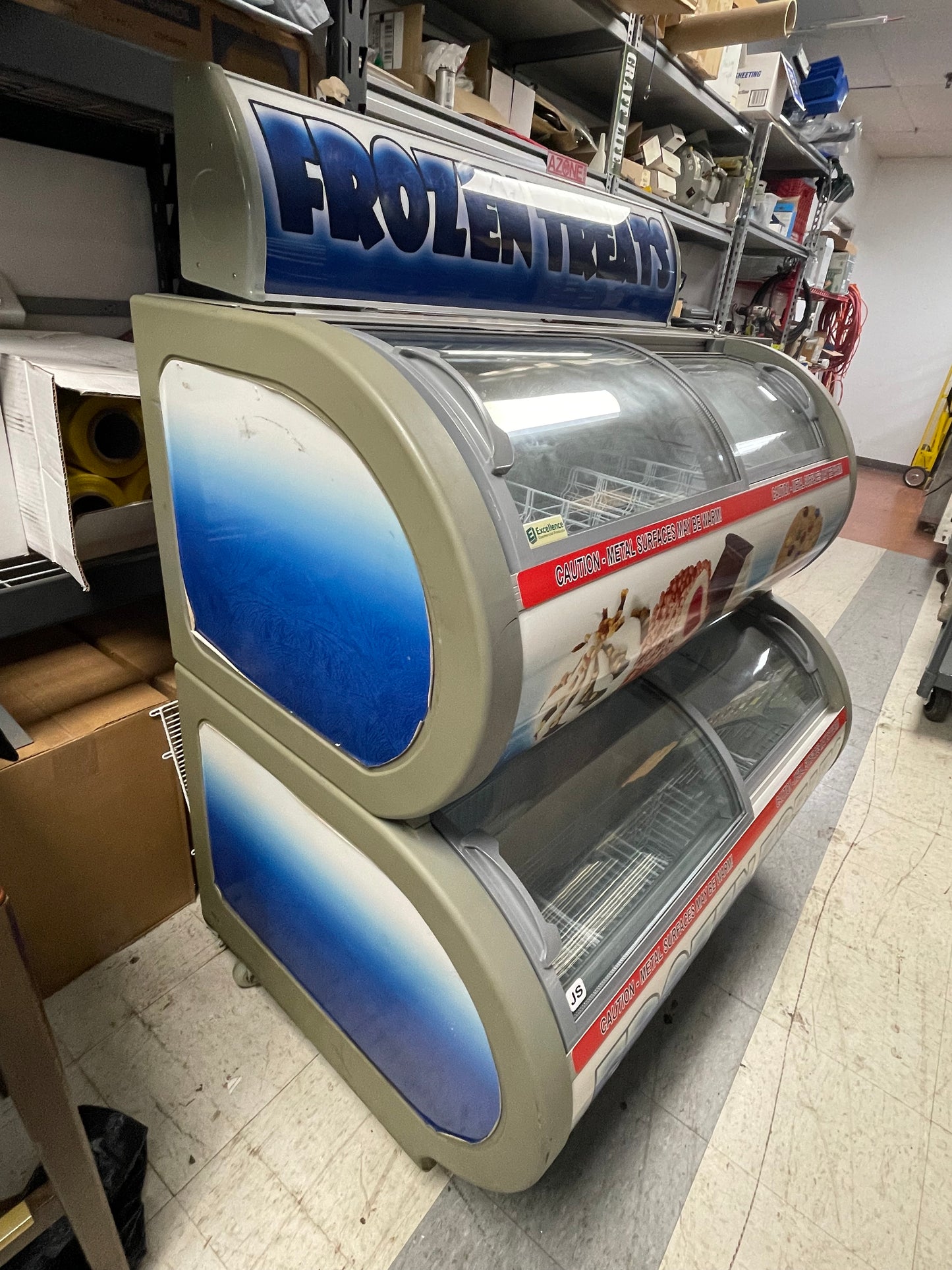 Used Excellence DS-48 Double Stack Ice Cream Freezer Merchandising Display 120V - JS