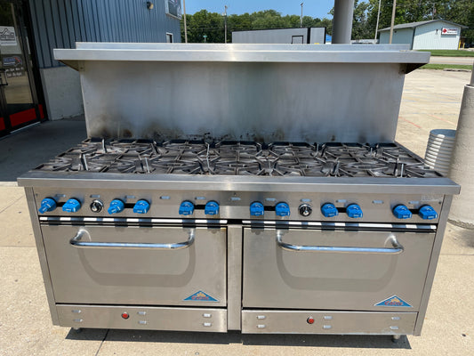 Used Comstock-Castle 2F330 72" NG Range Cooktop w/ 12 Burners and 2 Ovens