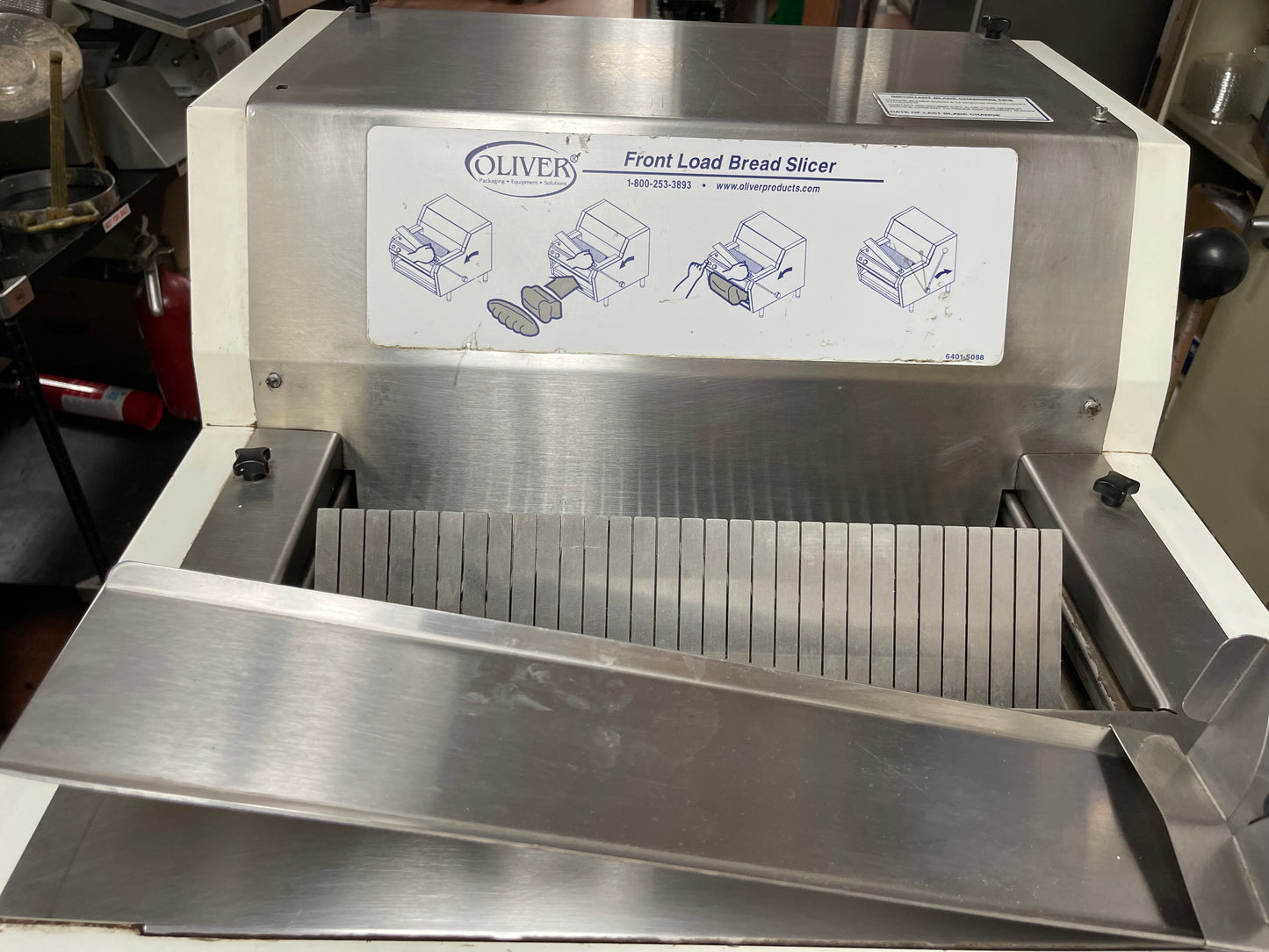 Used Oliver 732-N Legacy Countertop Front Load Bread Slicer with Stand 120V