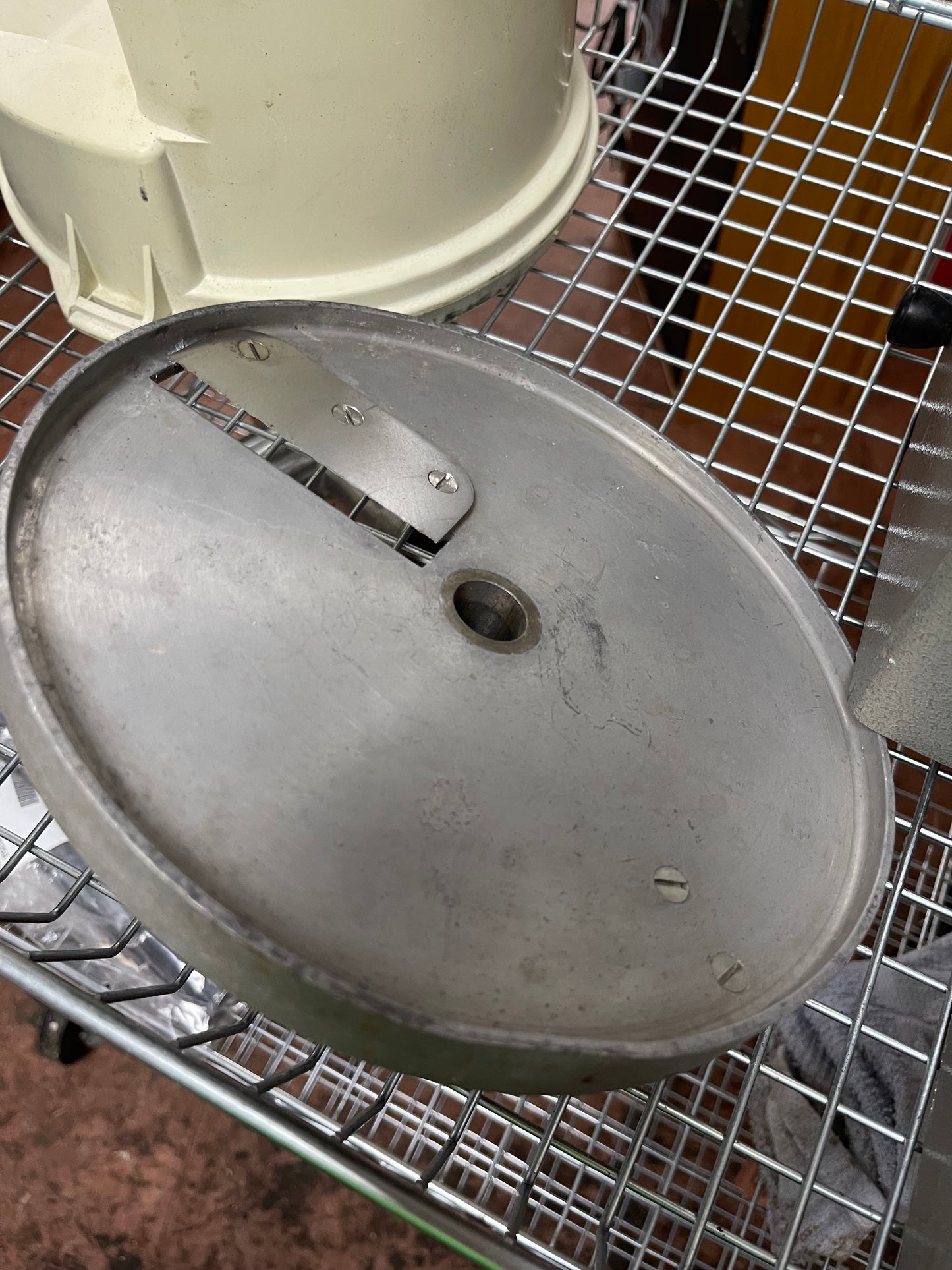 Used Robot Coupe CL400 Continuous Feed Food Processor Attachment with 2 Blades.