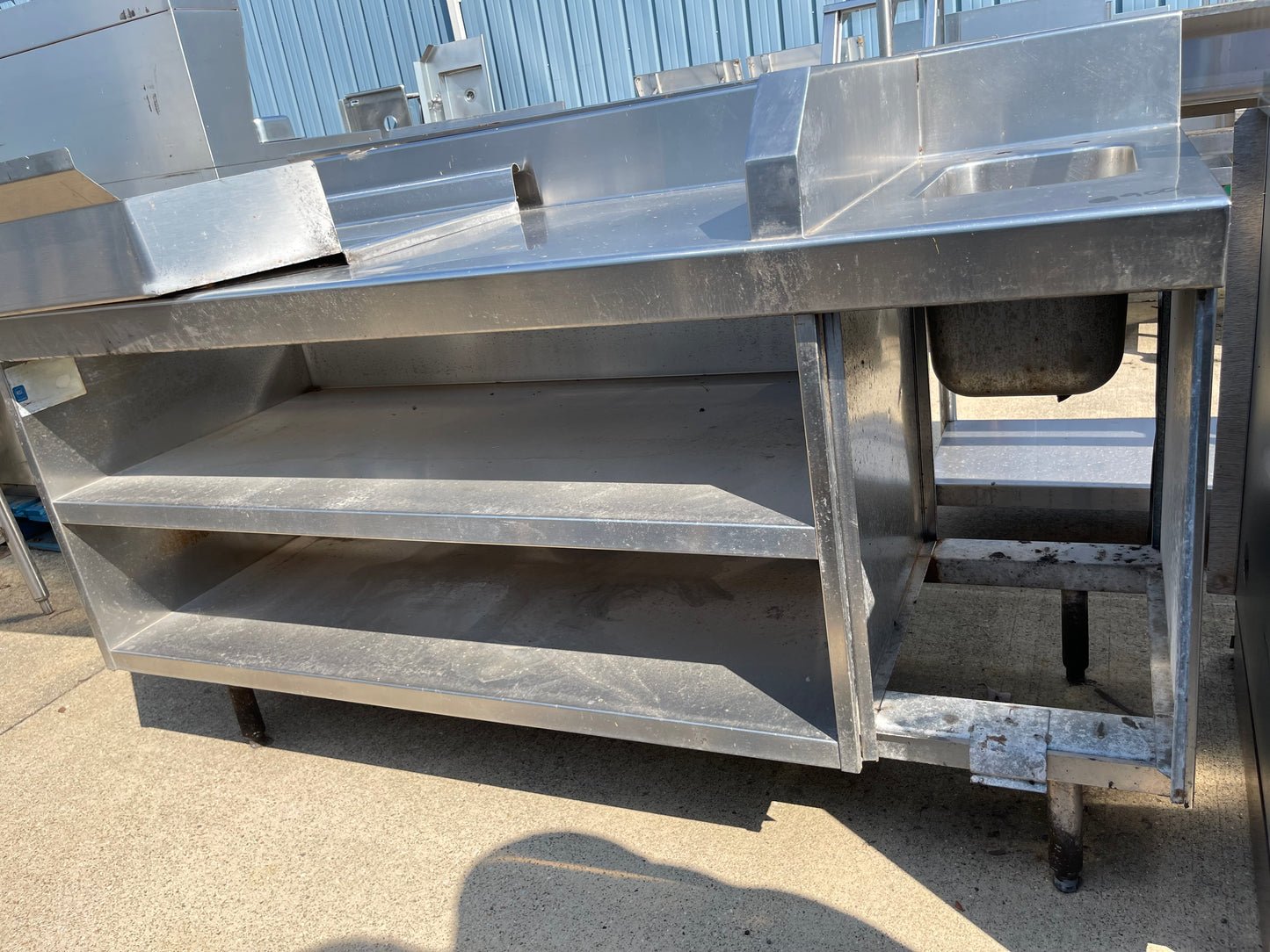 Used 68" Stainless Steel Work Station with Sink and Shelves - SS185