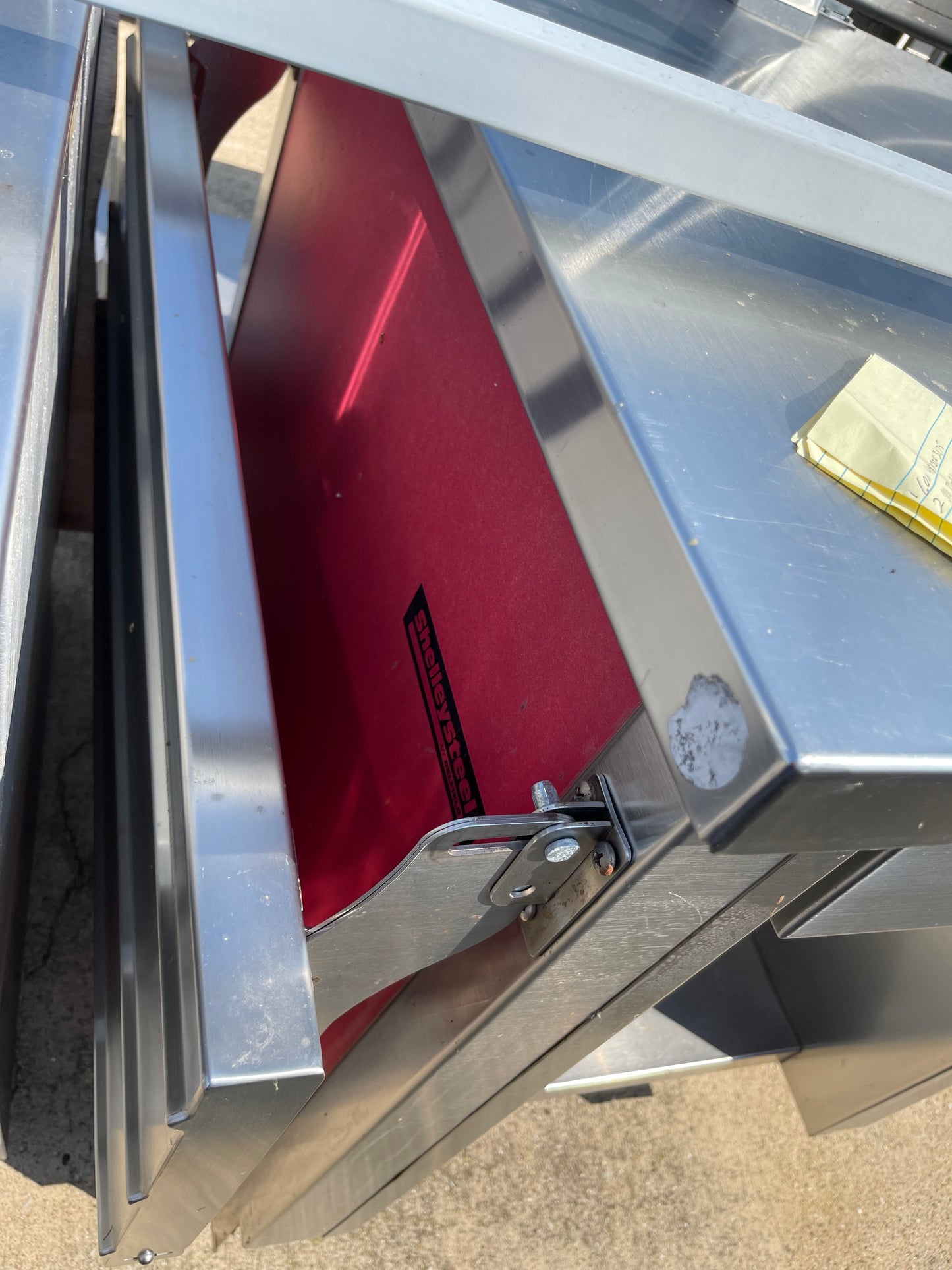 Used 30" Shelleysteel Stainless Steel Work Station with Folding Shelf and Drawer - SS187