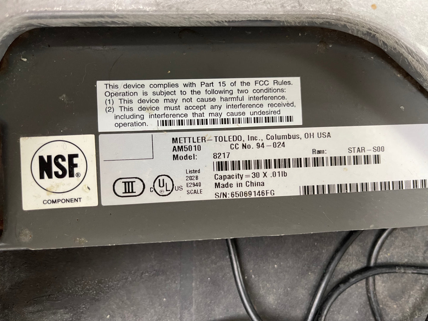 Used Mettler Toledo AM5010 30lb x 0.01lb POS Checkout Bench Scale