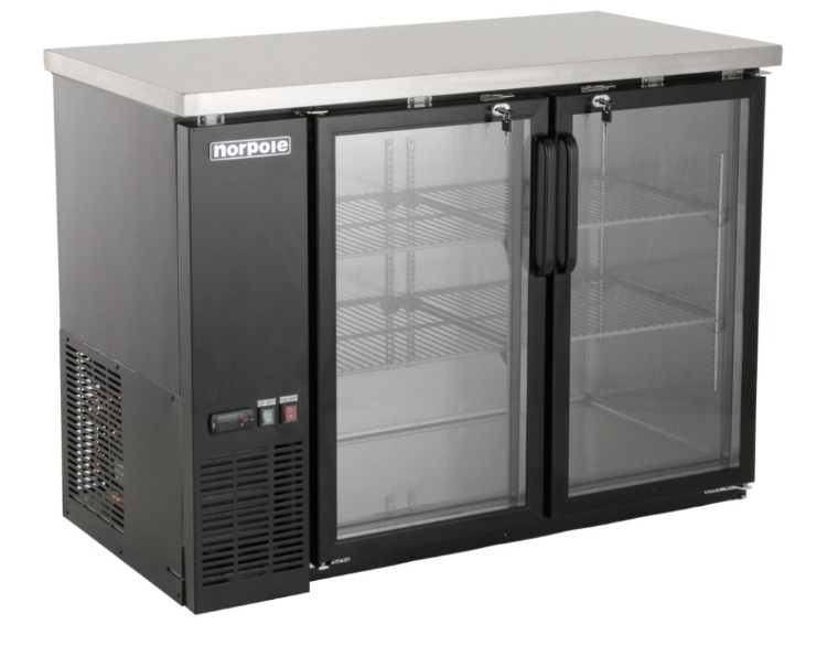 New Norpole NPGB-48 2 Glass Door 48" Back Bar Refrigerator