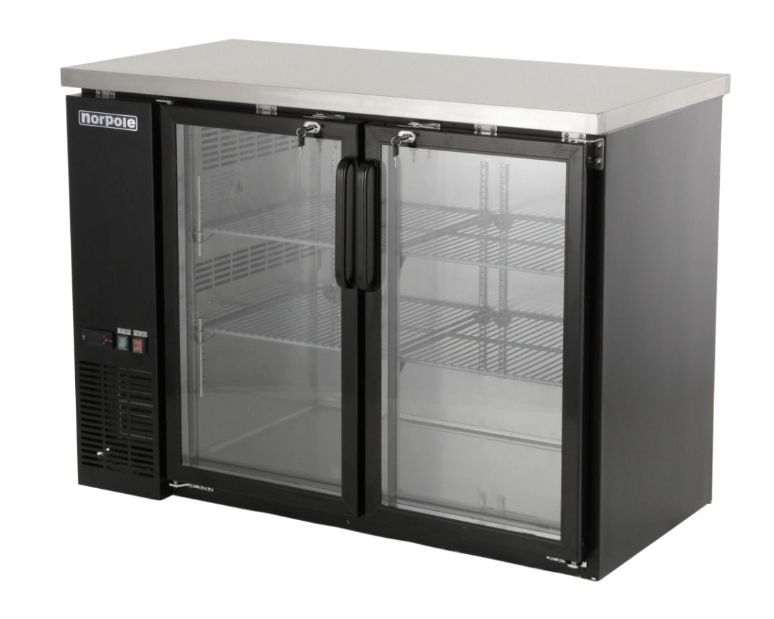 New Norpole NPGB-48 2 Glass Door 48" Back Bar Refrigerator