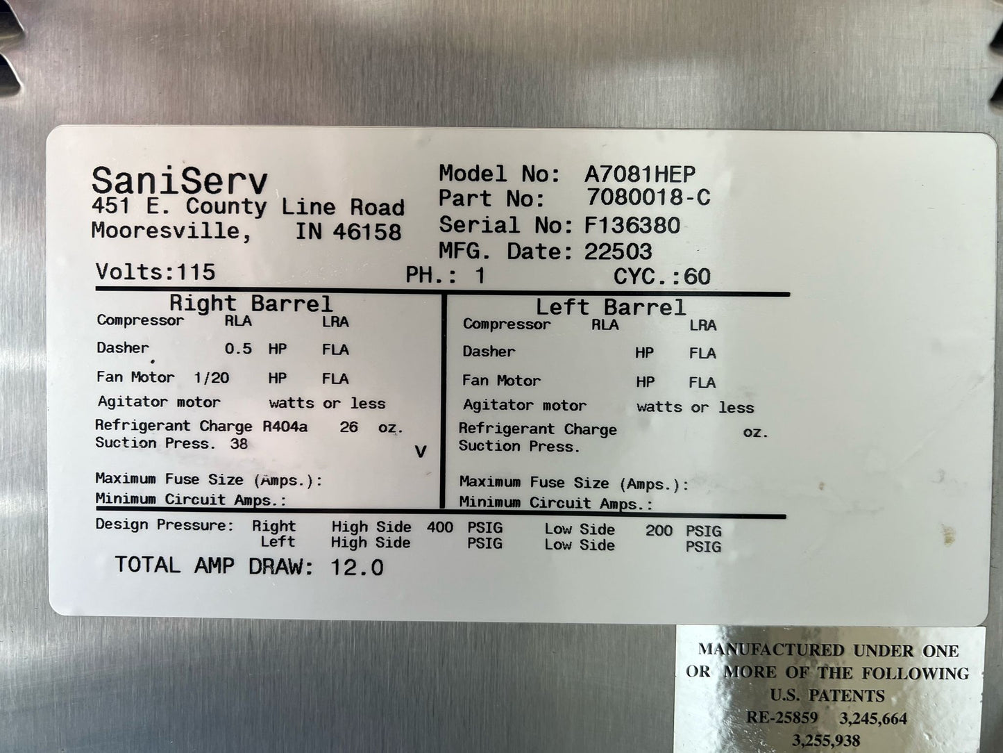 Used Saniserv A7081 Margarita Cocktail Slushie Machine Countertop Air Cooled 115v