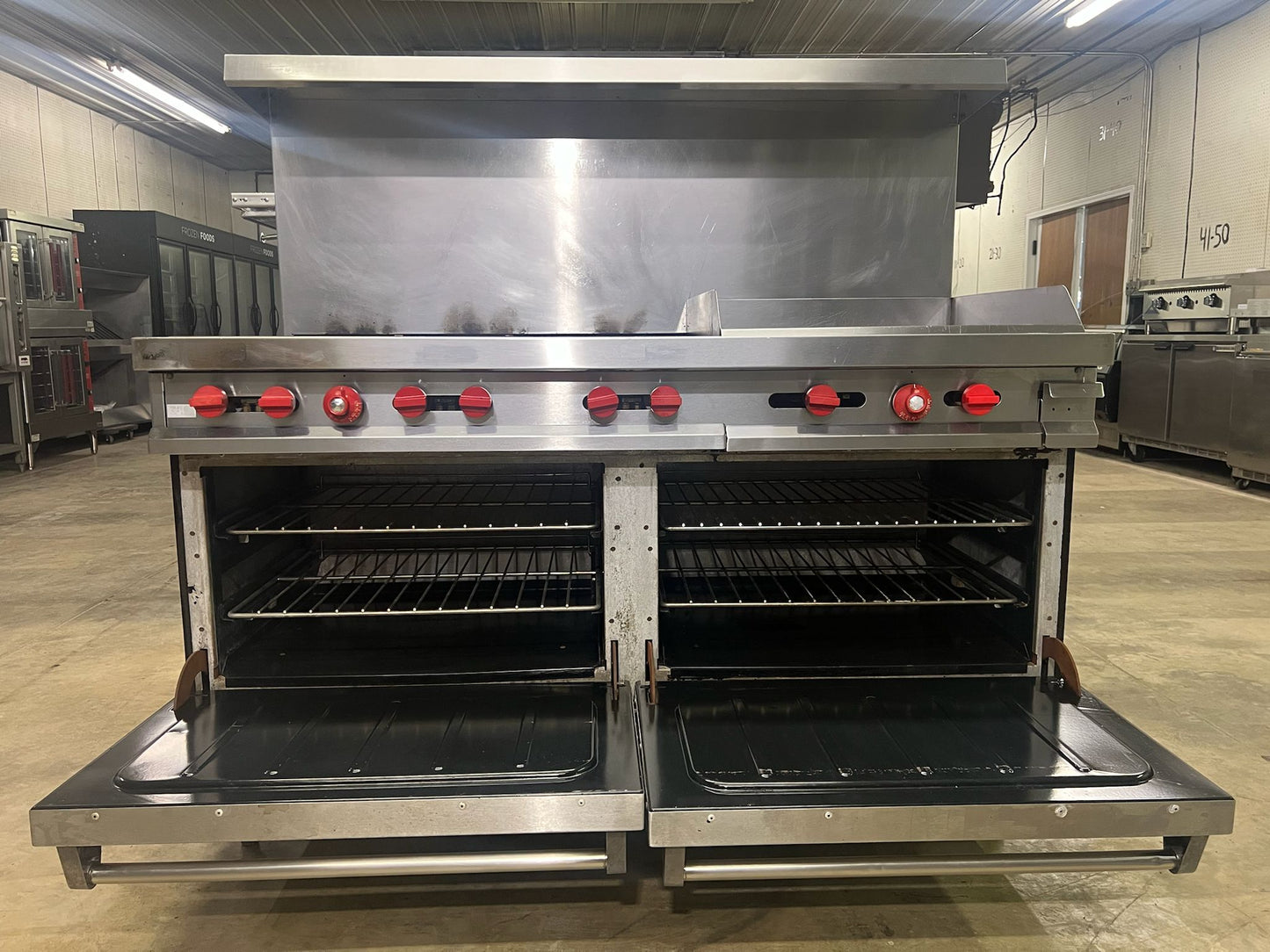 Used Vulcan 60FL 6 Burner Gas Range with 2 Standard Ovens and Griddle NG