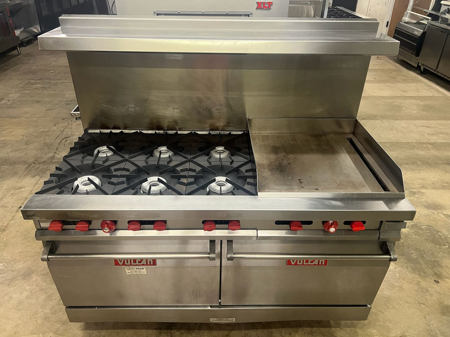 Used Vulcan 60FL 6 Burner Gas Range with 2 Standard Ovens and Griddle NG